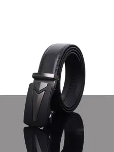 WINSOME DEAL Men Slider Buckle Closure Textured Formal Belt