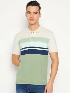 Duke Men Striped Polo Collar Cotton T-shirt