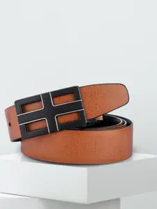 WINSOME DEAL Men Slider Buckle Closure Textured Formal Belt