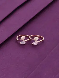 KAI JEWEL 925 Sterling Silver Rose Gold-Plated Cubic Zirconia Studded Toe Rings