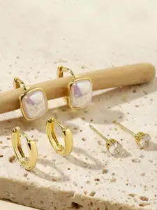 SALTY Set Of 3 Gold-Plated Keshi Pearl Contemporary Studs