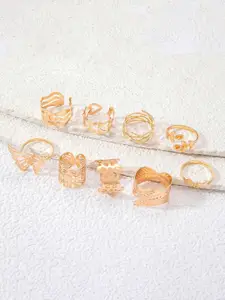 Jewels Galaxy Set Of 9 Gold-Plated Finger Rings