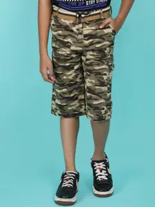 V-Mart Boys Mid-Rise Camouflage Printed Cargo Shorts