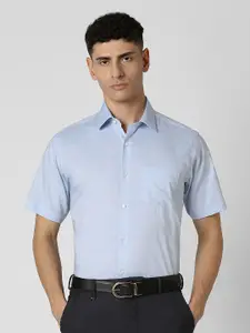 Van Heusen Men Spread Collar Textured Printed Cotton Formal Shirt