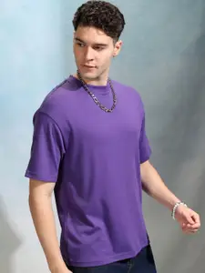 HIGHLANDER Men Solid Round Neck Cotton Relaxed Fit Sports T-Shirt