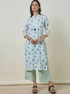 Soch Floral Printed Mandarin Collar Straight Kurta