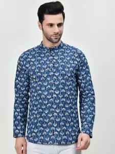 BAESD Floral Printed Mandarin Collar Pure Cotton Straight Kurta