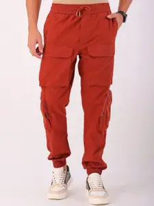The Indian Garage Co Men Regular Fit Mid-Rise Cotton Cargos Trousers