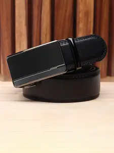 WINSOME DEAL Men Slider Buckle Closure Textured Formal Belt