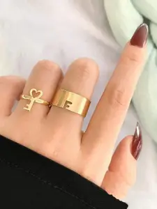 Jewels Galaxy Set Of 2 Gold-Plated Finger Ring