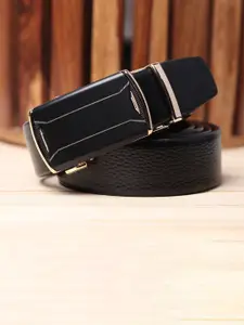 WINSOME DEAL Men Slider Buckle Closure Textured Formal Belt