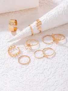 Jewels Galaxy Set Of 10 Gold-Plated Stackable Finger Rings