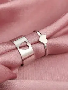 Jewels Galaxy Set Of 2 Silver-Plated Finger Ring