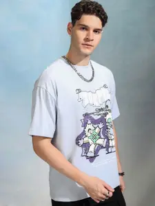 HIGHLANDER Men Graphic Printed Round Neck Cotton Oversized T-shirt