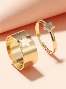 Jewels Galaxy Set Of 2 Gold-Plated Finger Ring