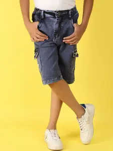 V-Mart Boys Regular Fit Mid rise Washed Denim Shorts