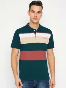 Duke Men Striped Polo Collar Cotton T-shirt