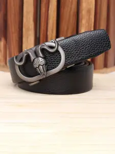 WINSOME DEAL Men Textured Slider Buckle Closure Belt