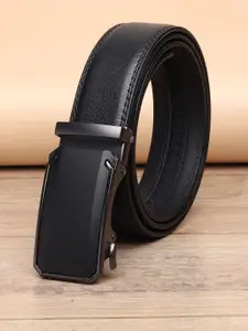 WINSOME DEAL Men Slider Buckle Closure Textured Formal Belt