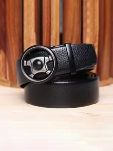 WINSOME DEAL Men Textured Slider Buckle Closure Belt