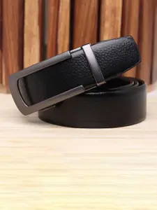 WINSOME DEAL Men Slider Buckle Closure Textured Formal Belt