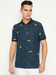 Duke Men Graphic Printed Polo Collar Cotton Slim Fit T-shirt