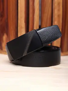 WINSOME DEAL Men Slider Buckle Closure Textured Formal Belt