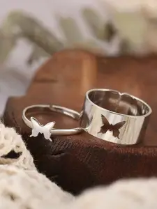 Jewels Galaxy Set Of 2 Silver-Plated Finger Rings