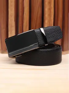 WINSOME DEAL Men Slider Buckle Closure Textured Formal Belt