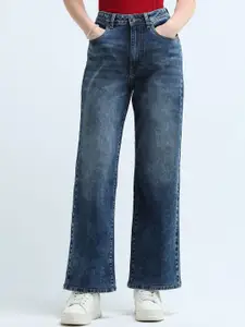 U.S. Polo Assn. Women Wide Leg High-Rise Heavy Fade Stretchable Jeans