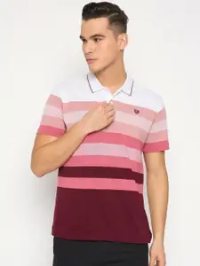 Duke Men Striped Polo Collar Cotton T-shirt