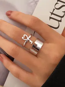 Jewels Galaxy Set Of 2 Silver-Plated Finger Rings