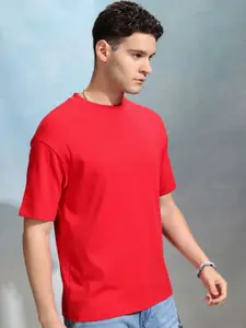 HIGHLANDER Men Solid Round Neck Cotton Relaxed Fit Sports T-Shirt