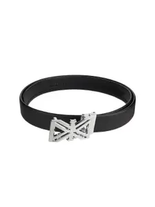 WINSOME DEAL Men Slider Buckle Closure Textured Formal Belt