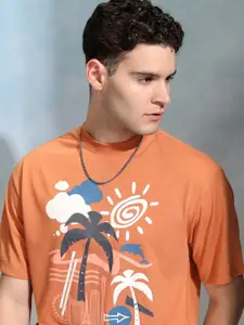 HIGHLANDER Men Graphic Printed Round Neck Oversized T-shirt