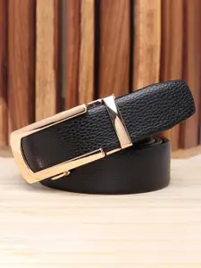 WINSOME DEAL Men Slider Buckle Closure Textured Formal Belt