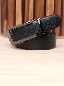 WINSOME DEAL Men Slider Buckle Closure Textured Formal Belt