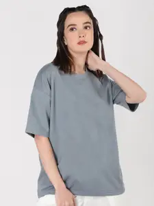 The Roadster Lifestyle Co. Women Solid Round Neck Cotton Oversized T-shirt