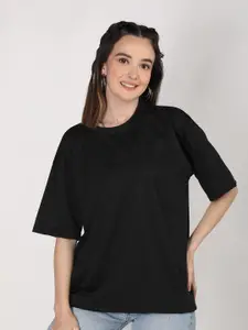 The Roadster Lifestyle Co. Women Solid Round Neck Cotton Oversized T-shirt