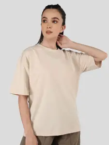 The Roadster Lifestyle Co. Women Solid Round Neck Cotton Oversized T-shirt