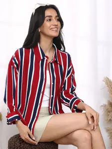 PINACOLADA Women Relaxed Fit Vertical Striped Casual Shirt