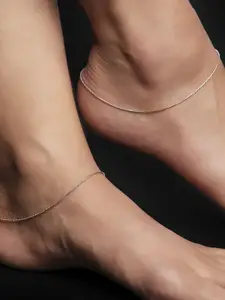 Zavya Rhodium-Plated 925 Sterling Silver Paired Dual-Plated Anklet