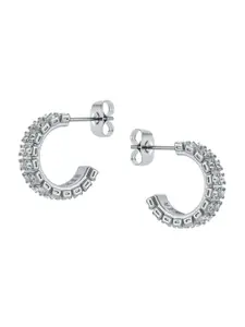 Ted Baker Mellrie Small Double Crystal Studded Silver-Plated Half Hoop Earrings