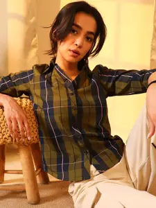 PINACOLADA Multicoloured Tartan Checks Casual Shirt with Regular Fit