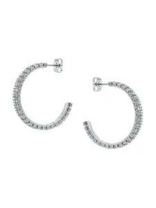 Ted Baker Mellia Medium Double Silver-Plated Crystals Half Hoop Earrings
