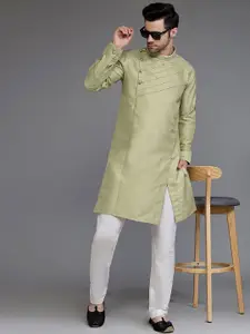 Utsav Fashion Mandarin Collar Long Sleeves Straight Kurta With Trousers