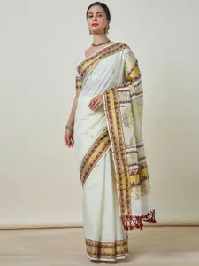 Soch Woven Design Zari Cotton Blend Kasavu Saree