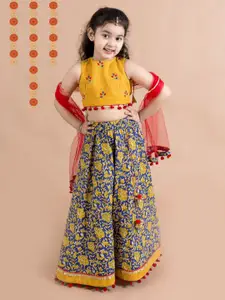 pspeaches Girls Embroidered Ready to Wear Cotton Lehenga & Blouse With Dupatta