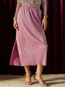 KASSUALLY Women Self Designed Straight Midi Skirt