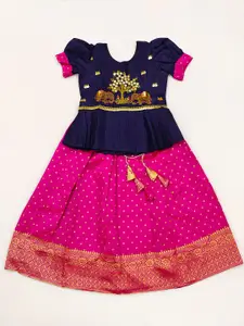 UFB Girls Embroidered Sequinned Ready to Wear Lehenga & Choli